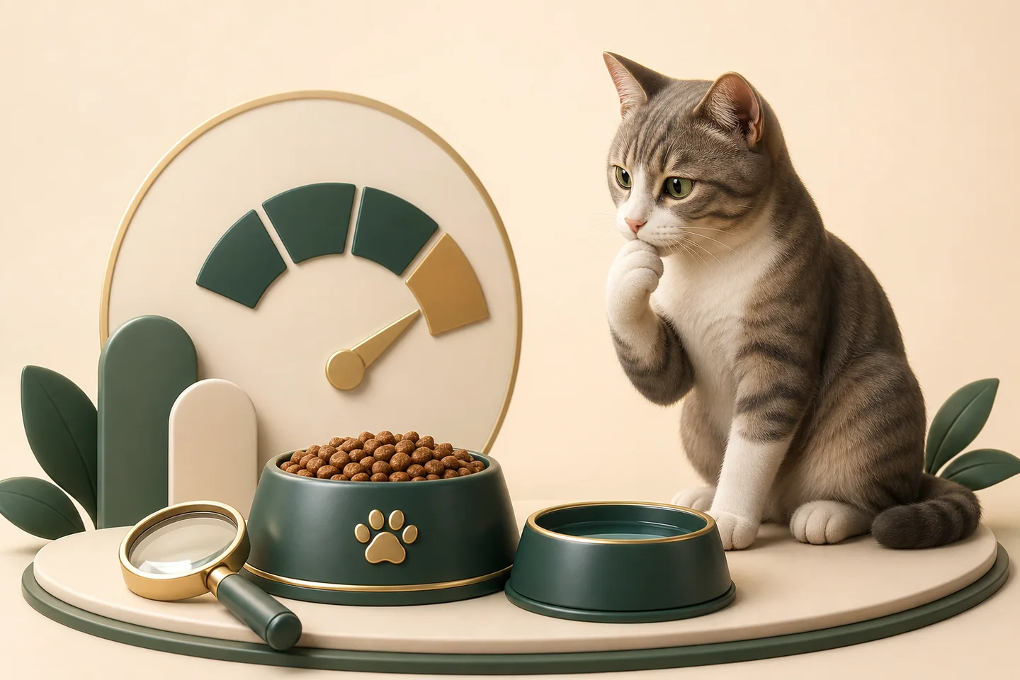 Ilustração 3D sobre apetite de gatos